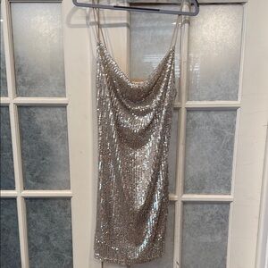 12th Tribe Silver Sequin Mini Dress